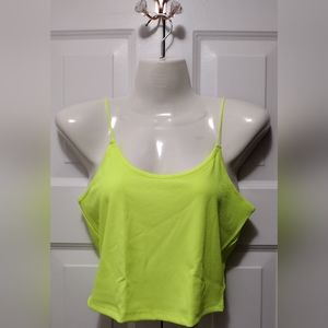Love J Neon Yellow Ribbed Cropped Cami Large 🆕